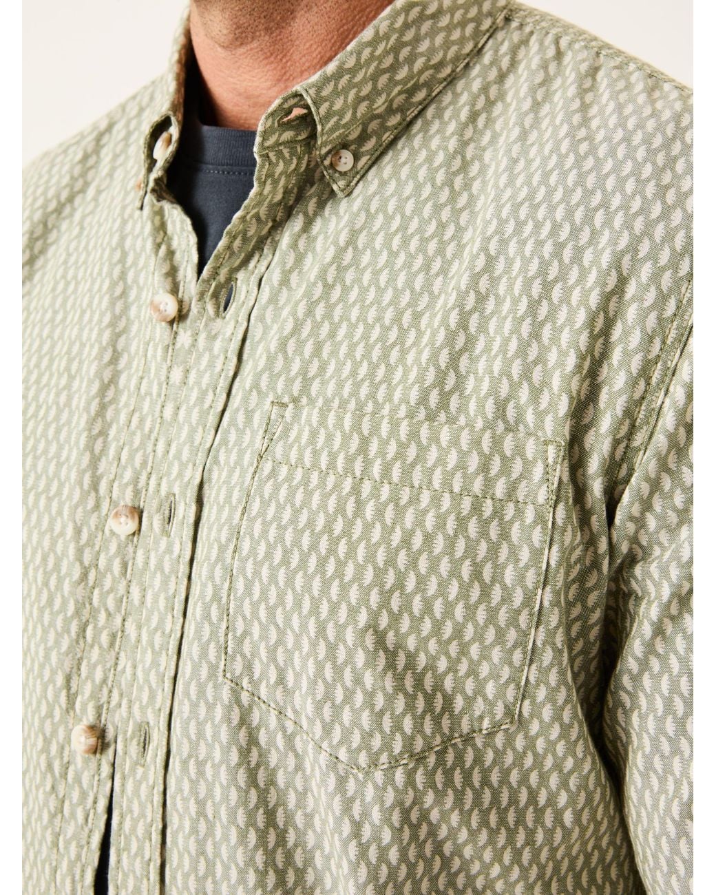 FatFace Natural Geo Print Long Sleeve Shirt for men