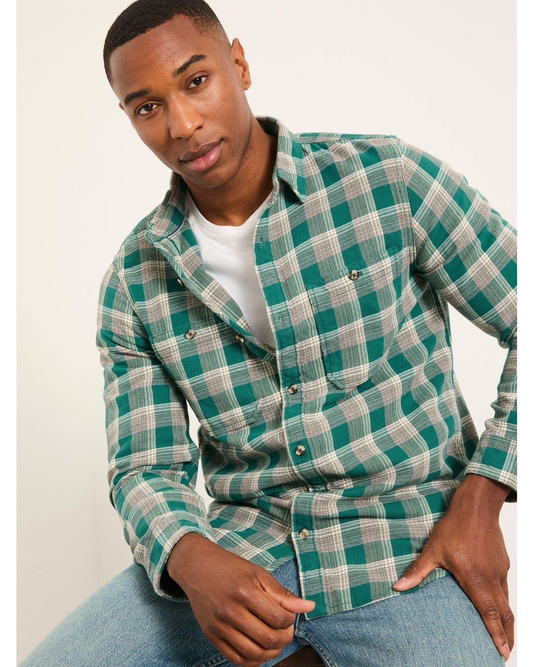FatFace Green Penley Long Sleeve Check Shirt for men