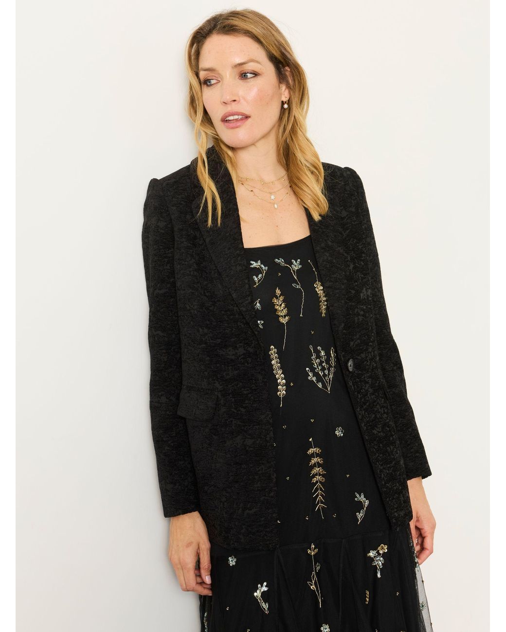 FatFace Brown Lily Jacquard Blazer