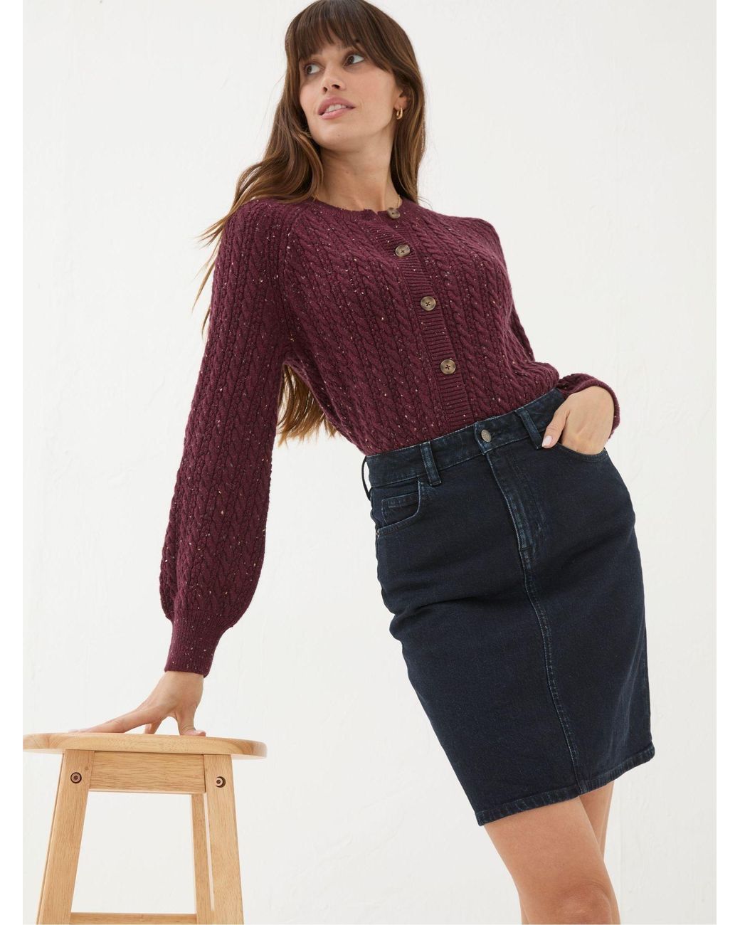 FatFace Blue Hattie Denim Skirt