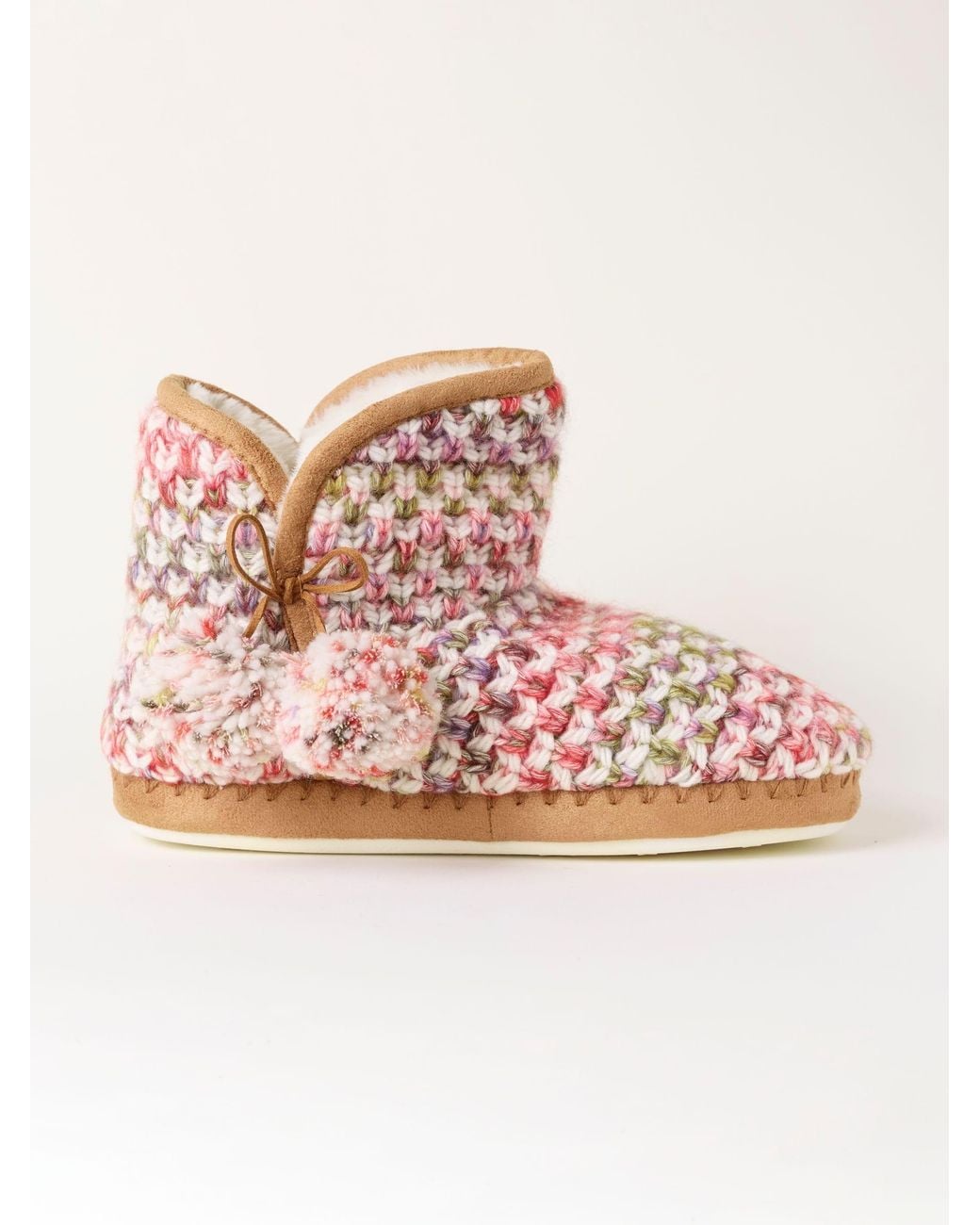 FatFace Pink Fatface Sara Multi Knit Slipper Boots