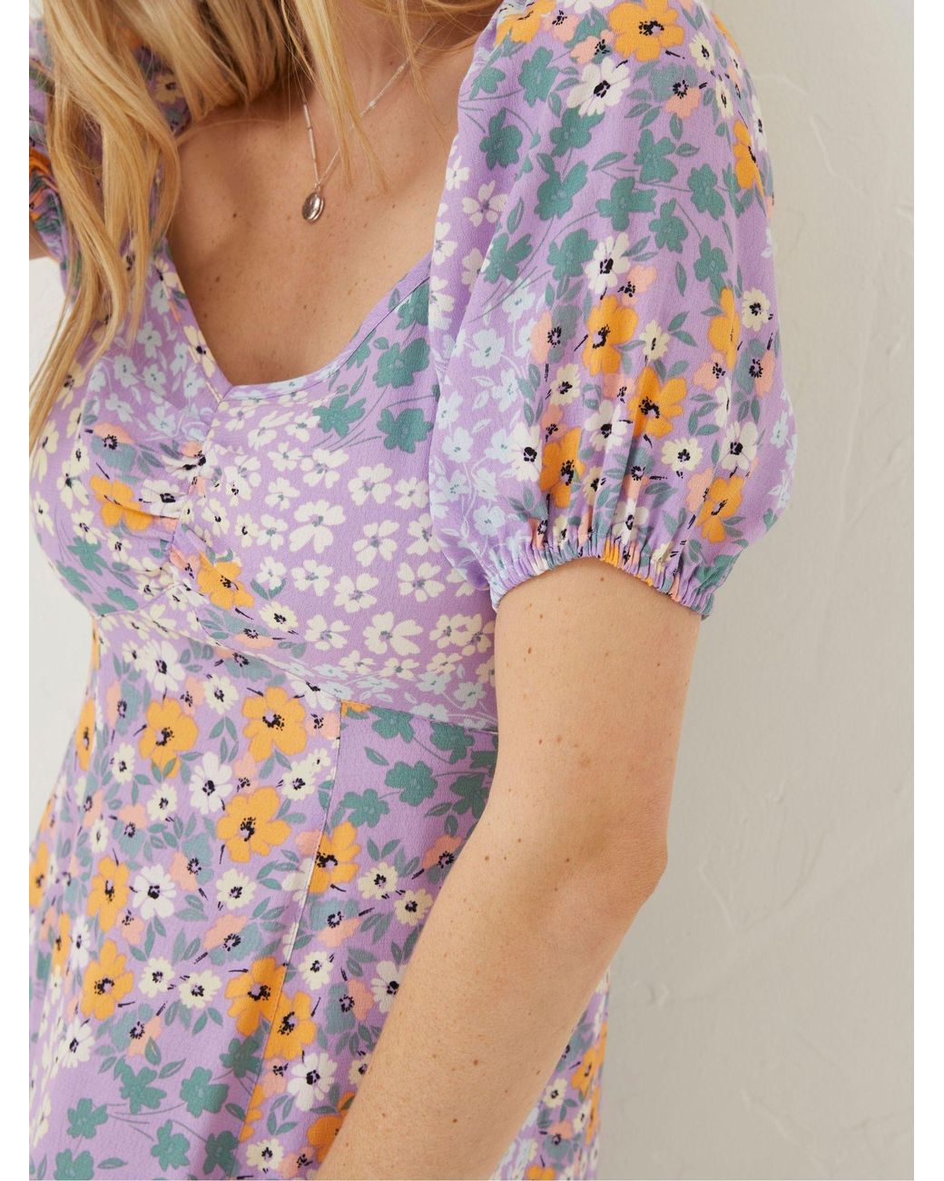 FatFace Purple Tania Meadow Midi Dress