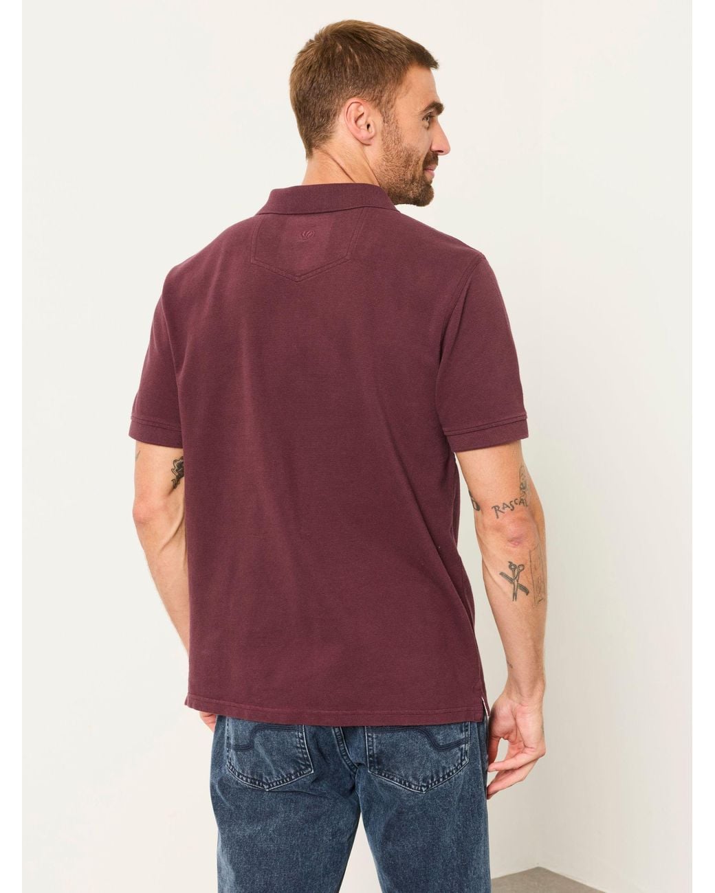 FatFace Red Fatface Clifton Plum Colour Block Pique Polo Shirt for men