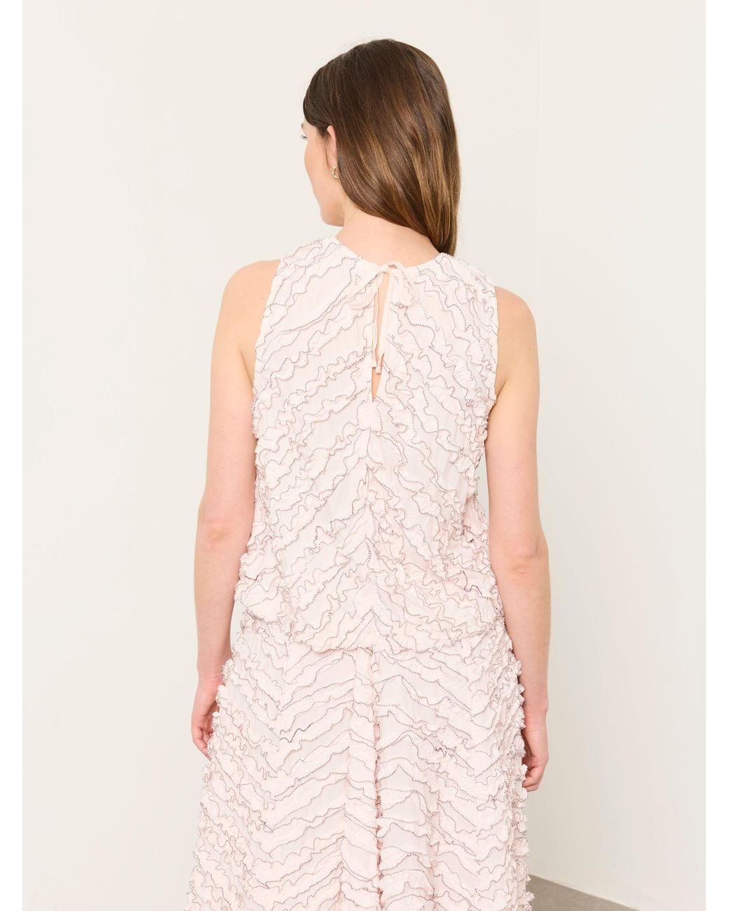 FatFace Natural Fatface Hallie Oyster Petite Petite Frill Top