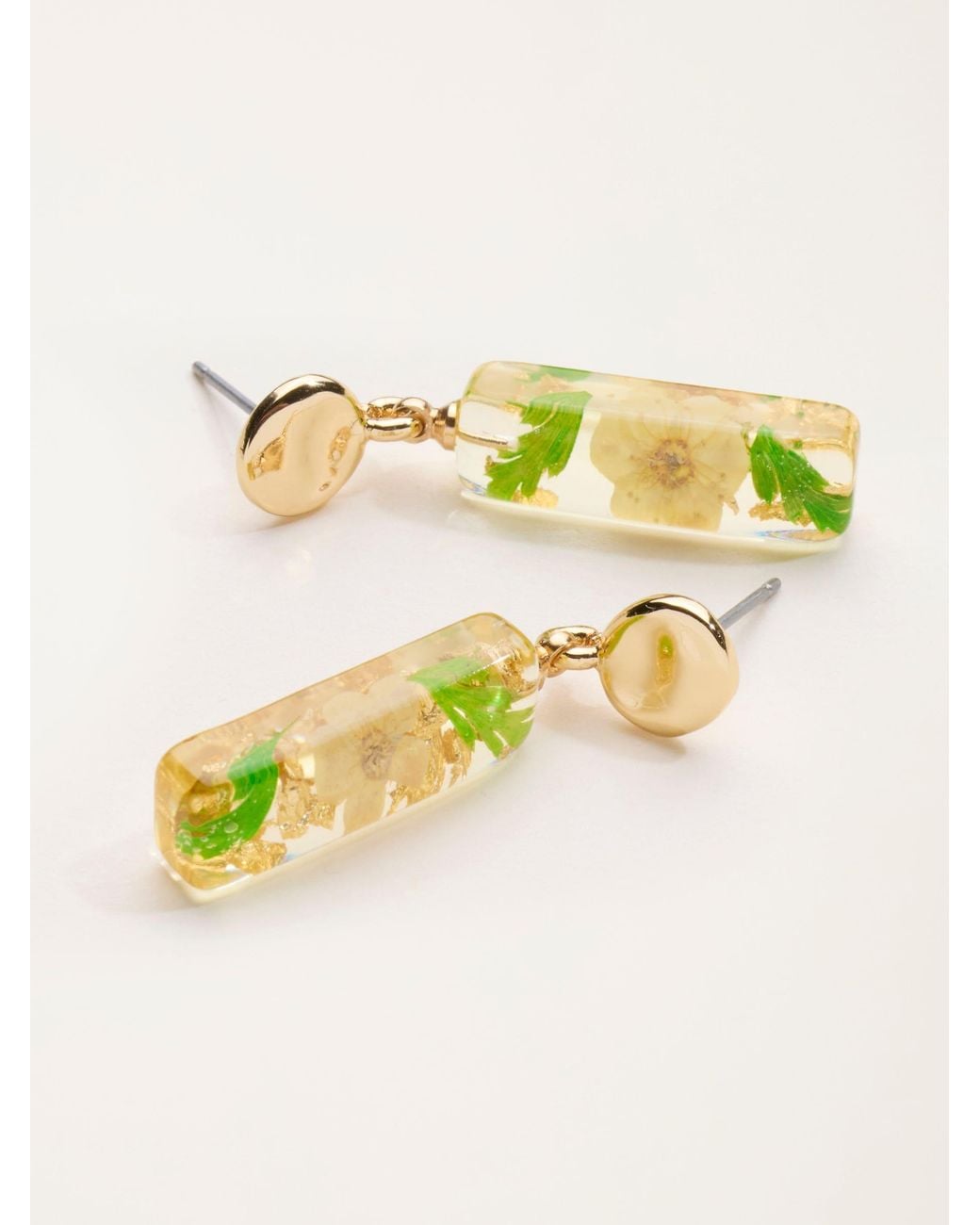 FatFace White Resin Flower Drop Earrings