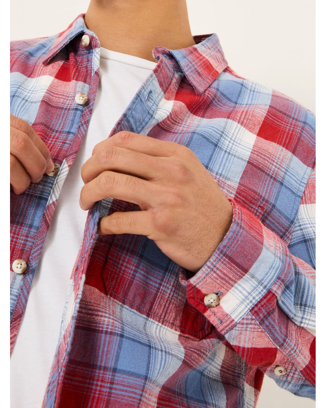 FatFace Red Fatface Upney Long Sleeve Check Shirt for men