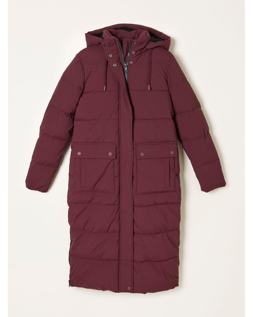 FatFace Red Harley Longline Puffer Coat