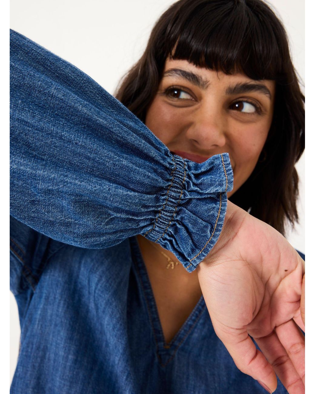 FatFace Blue Pacey Denim Blouse