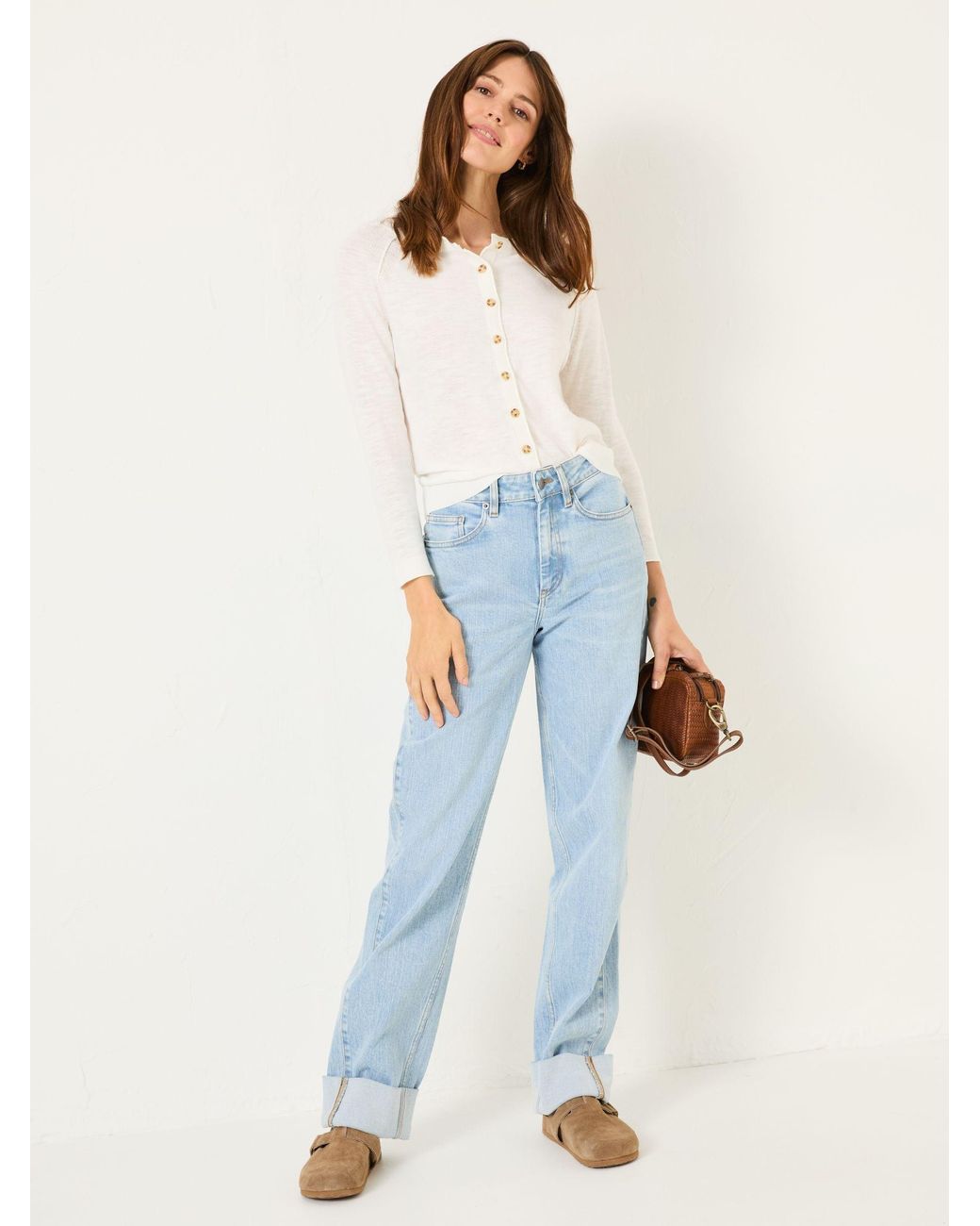 FatFace White Rose Crew Neck Cardigan