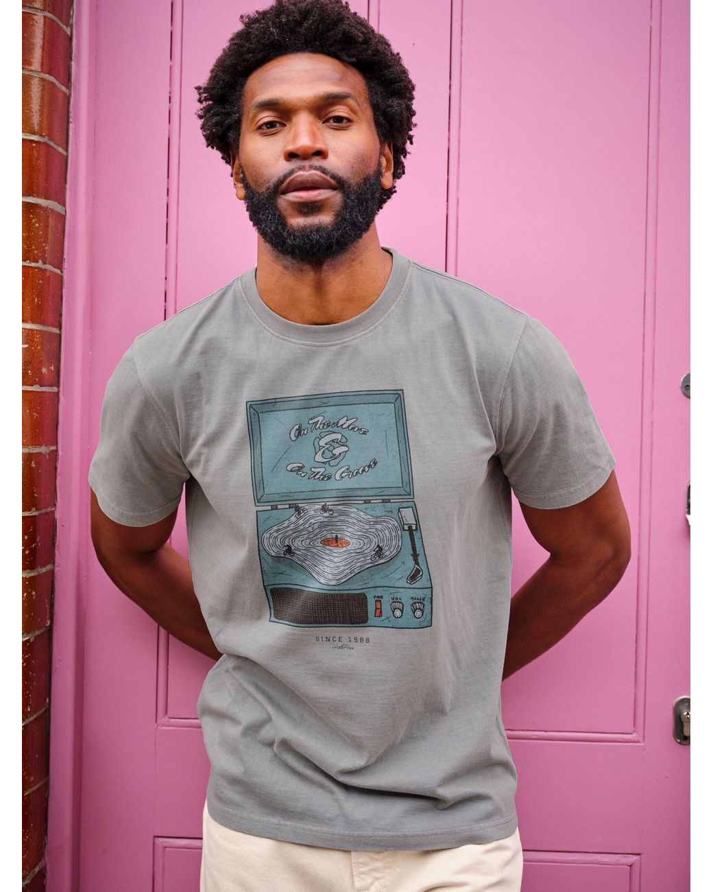 FatFace Gray Vinyl Bike Graphic Tshirt for men
