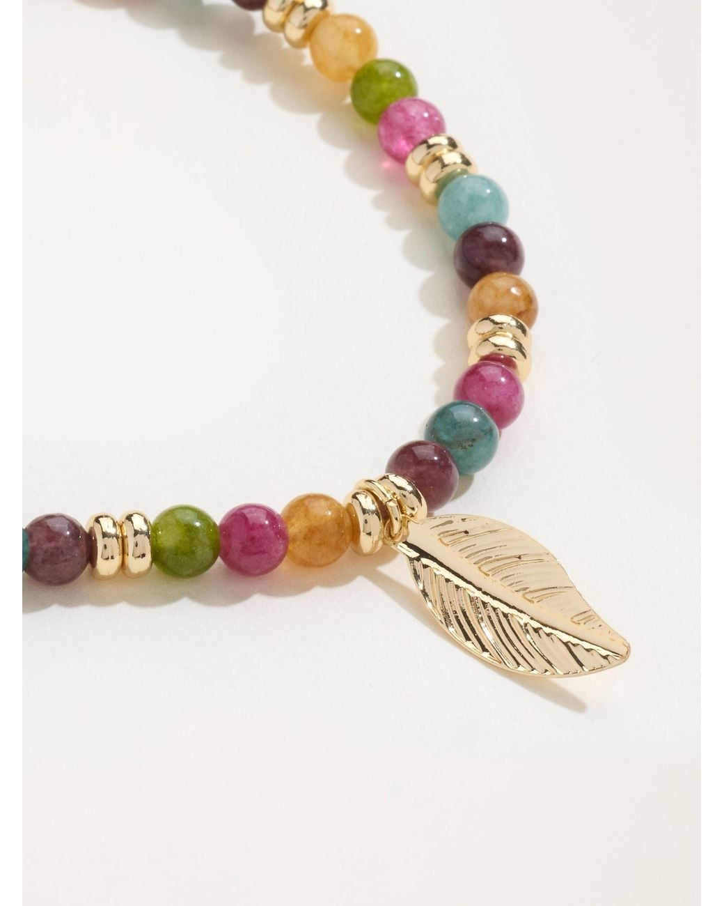 FatFace Natural Fatface Multi Colour Leaf Bead Braclet