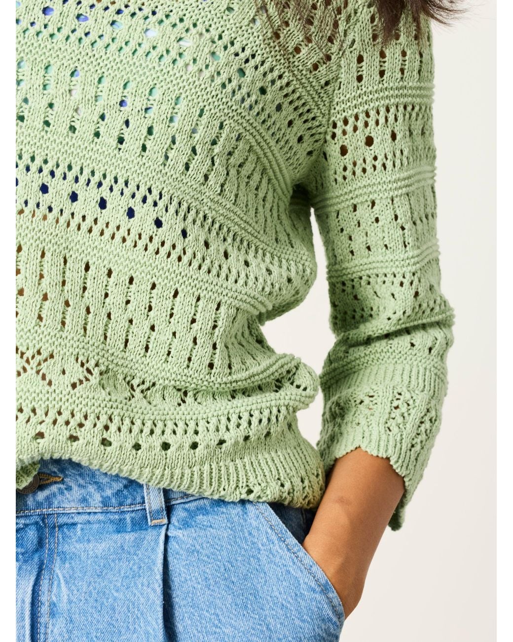 FatFace Green Orla Knitted Stitch Jumper