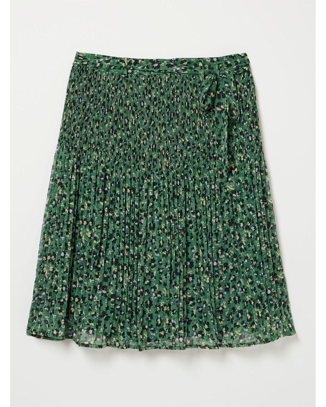 FatFace Green Kayleigh Floral Marks Pleated Skirt