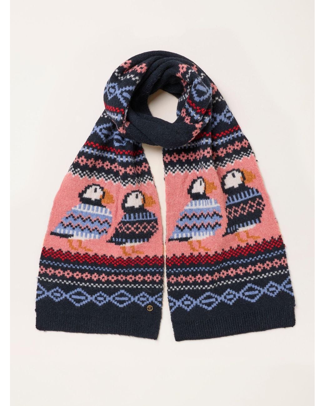 FatFace Blue Fatface Puffin Scarf