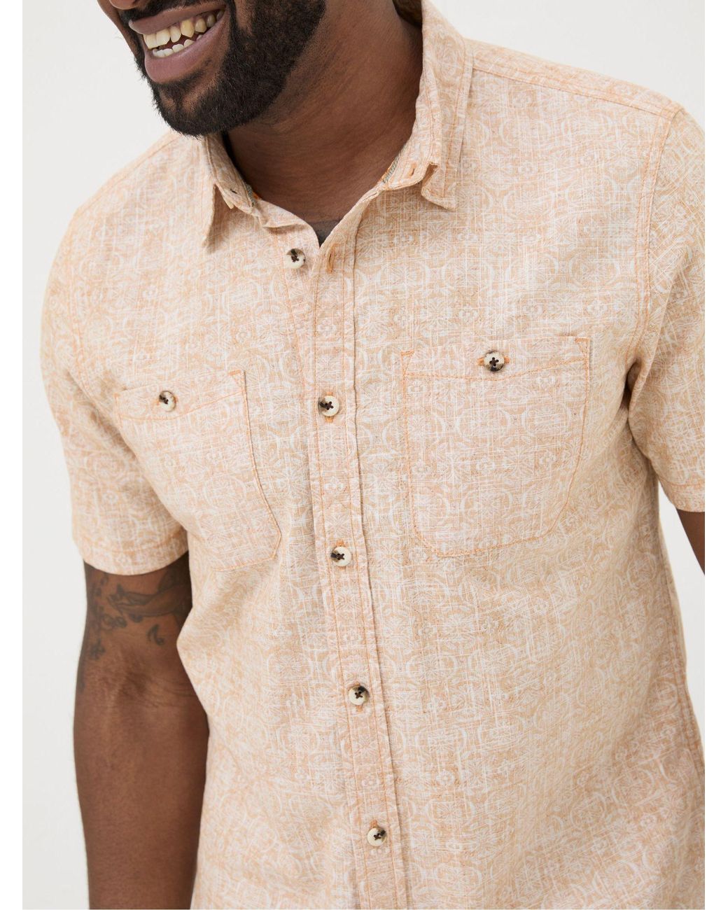 FatFace Blue Beckley Tile Print Shirt for men