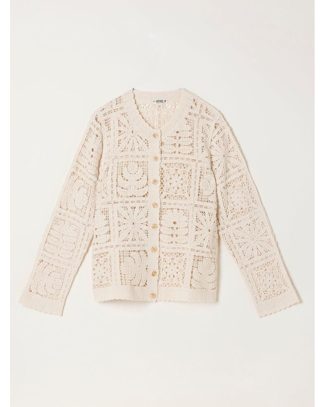 FatFace Natural Daisy Crochet Cardigan