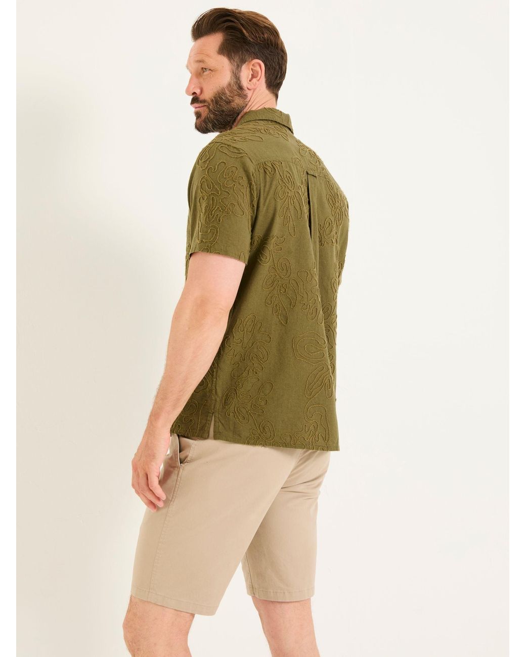 FatFace Blue Short Sleeve Swirl Embroidered Shirt for men