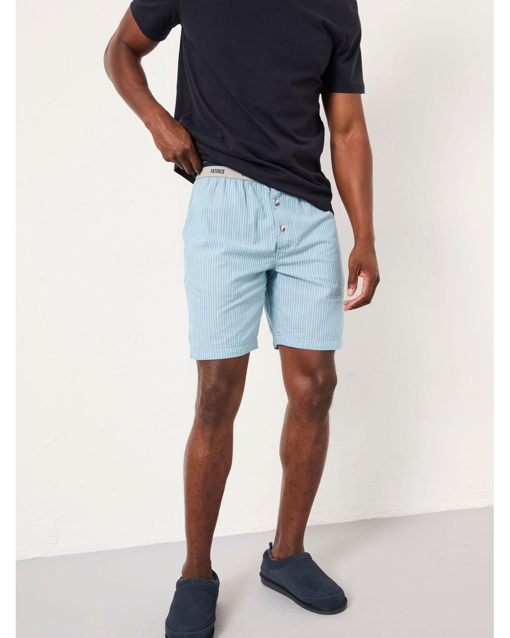 FatFace Blue Seil Stripe Shorts Pyjama Set for men