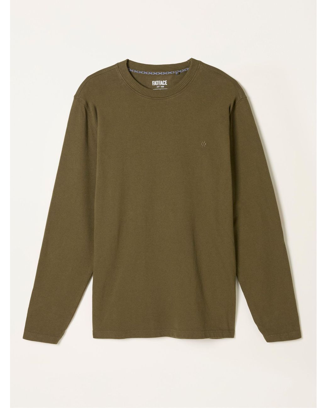 FatFace Green Alton Long Sleeve Heavyweight Relaxed Fit T-Shirt for men