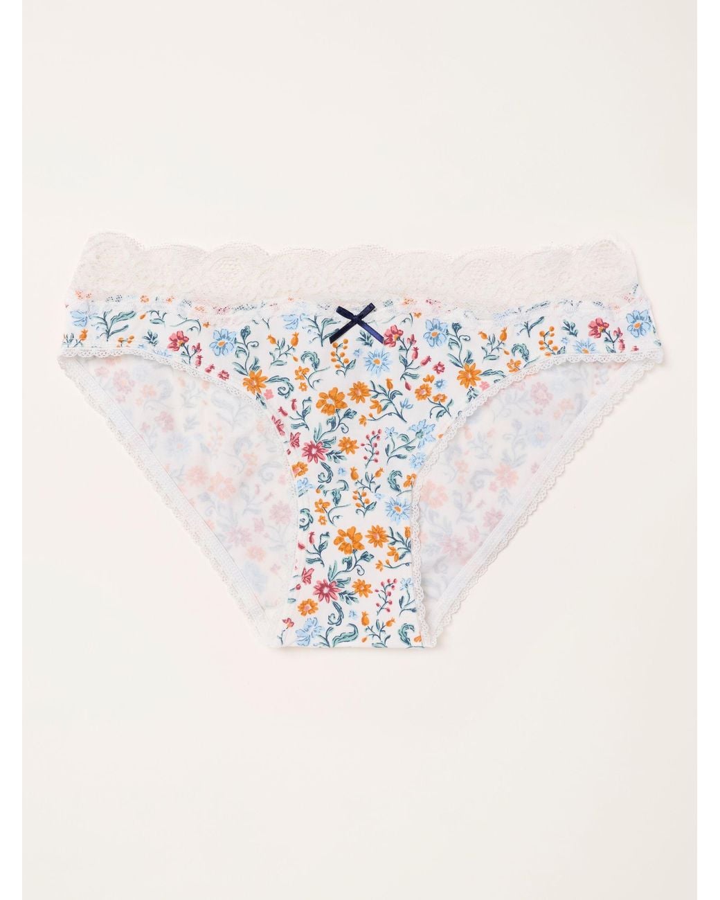 FatFace White Fatface Ivory Floral Bloom High Leg Knickers