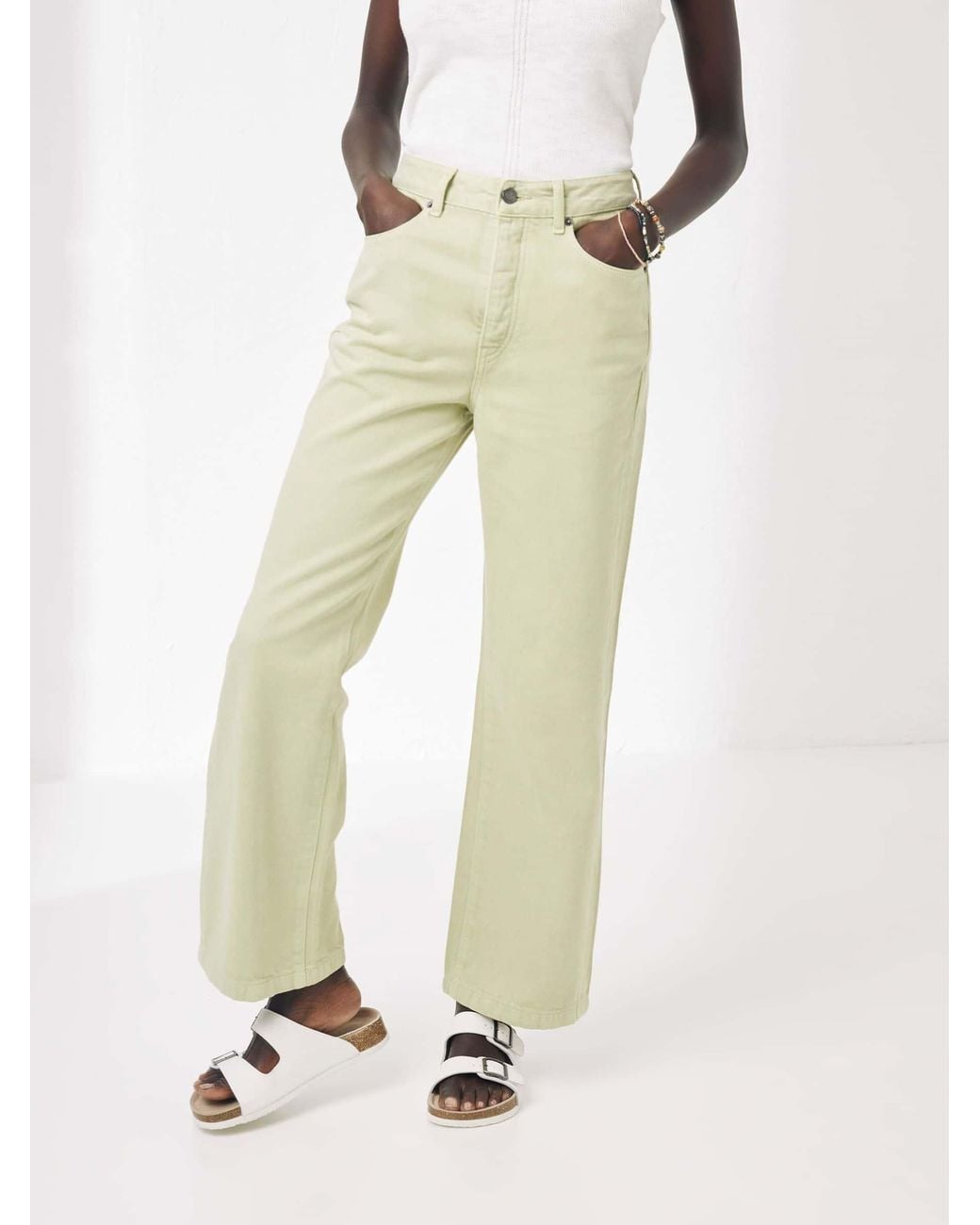FatFace Natural Ellen Coloured Wide Leg Jeans