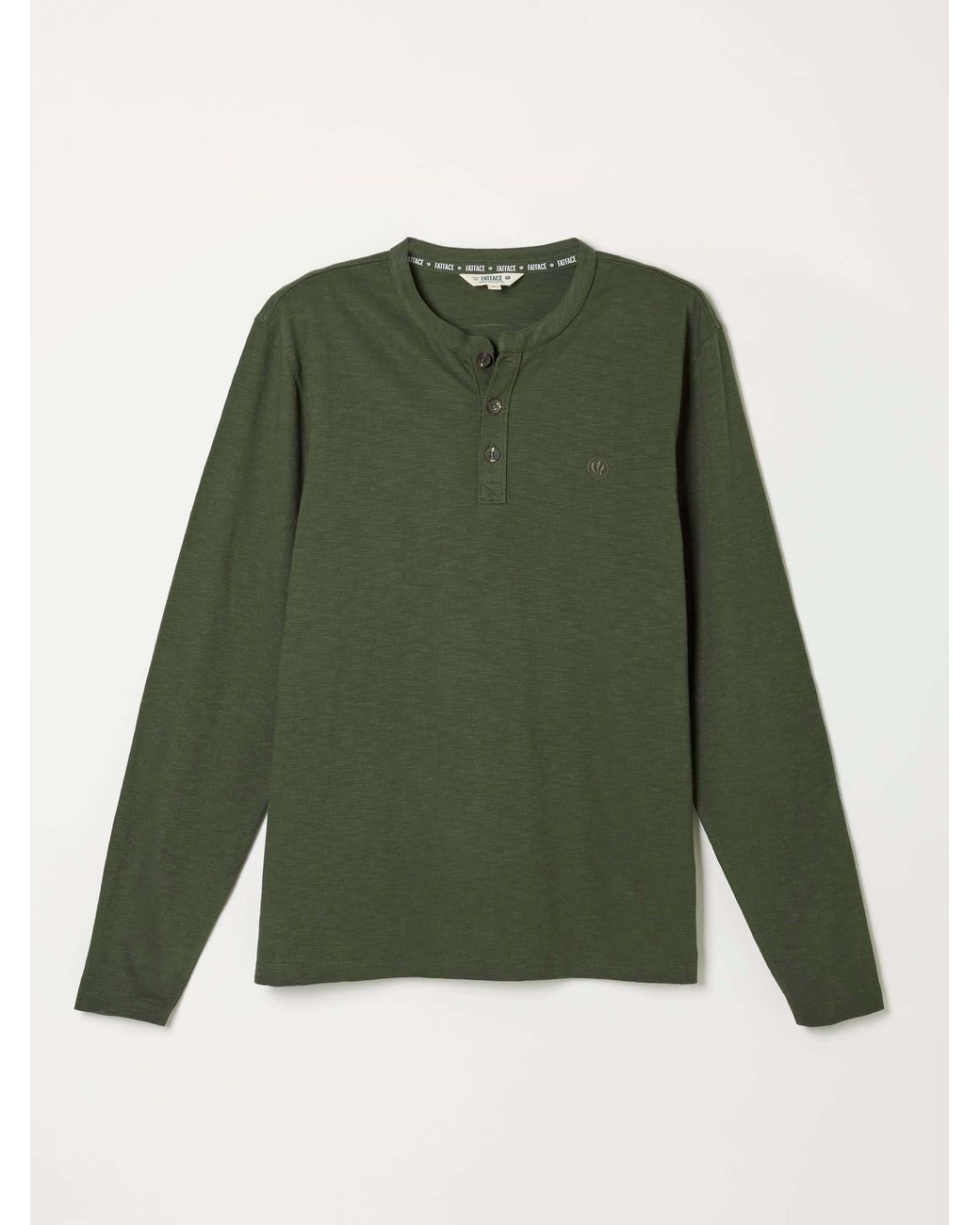 FatFace Green Woodside Long Sleeve Henley Top for men