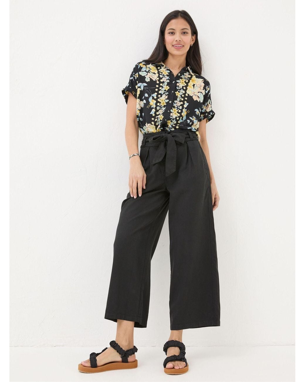 FatFace White Mina Cropped Trousers