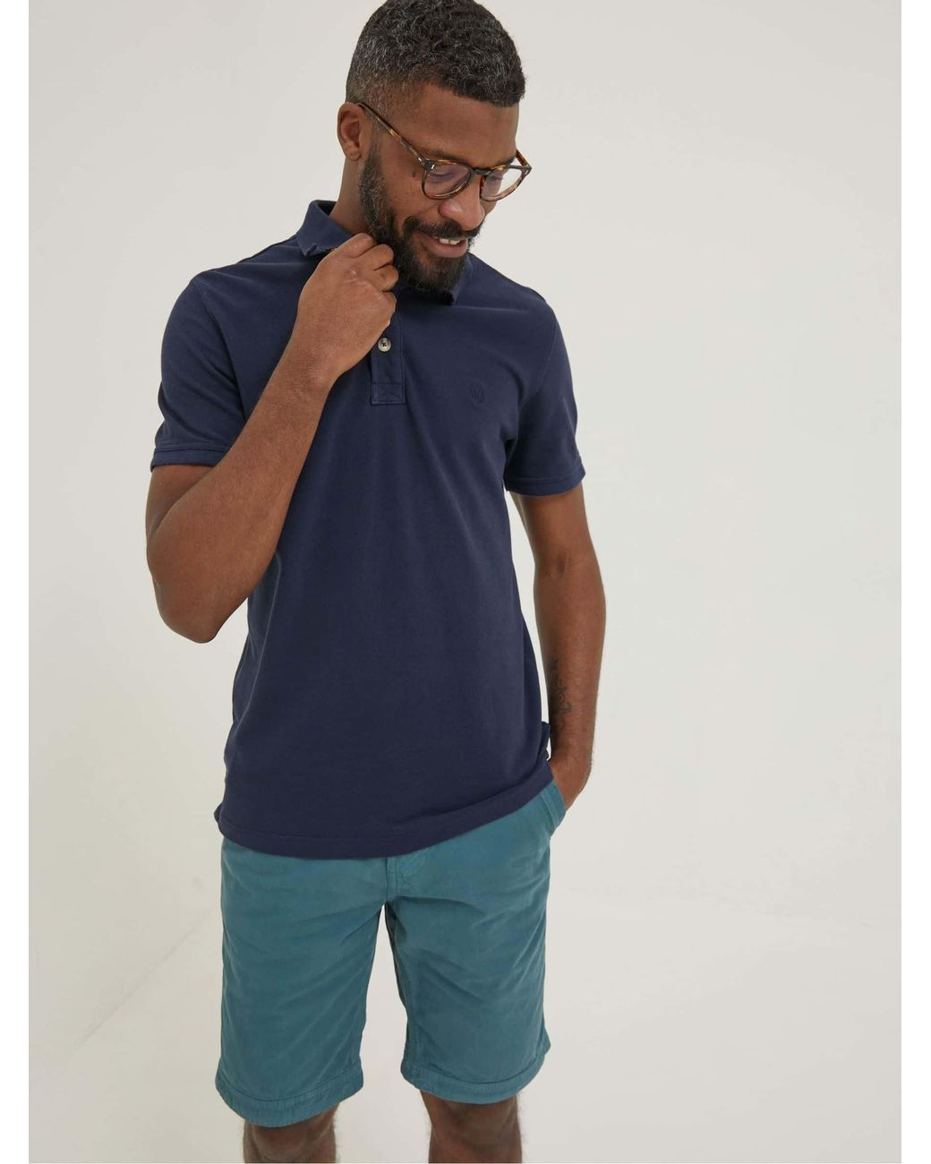 FatFace Blue Pique Polo Shirt for men