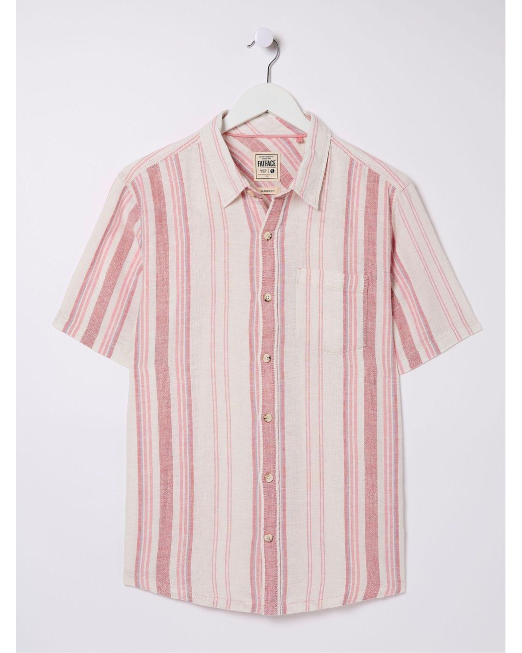 FatFace Green Short Sleeve Danby Stripe Shirt for men