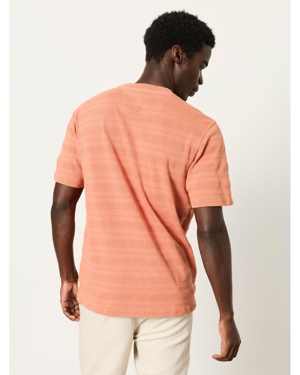 FatFace Pink Bexley Relaxed Fit Textured Stripe Tshirt for men