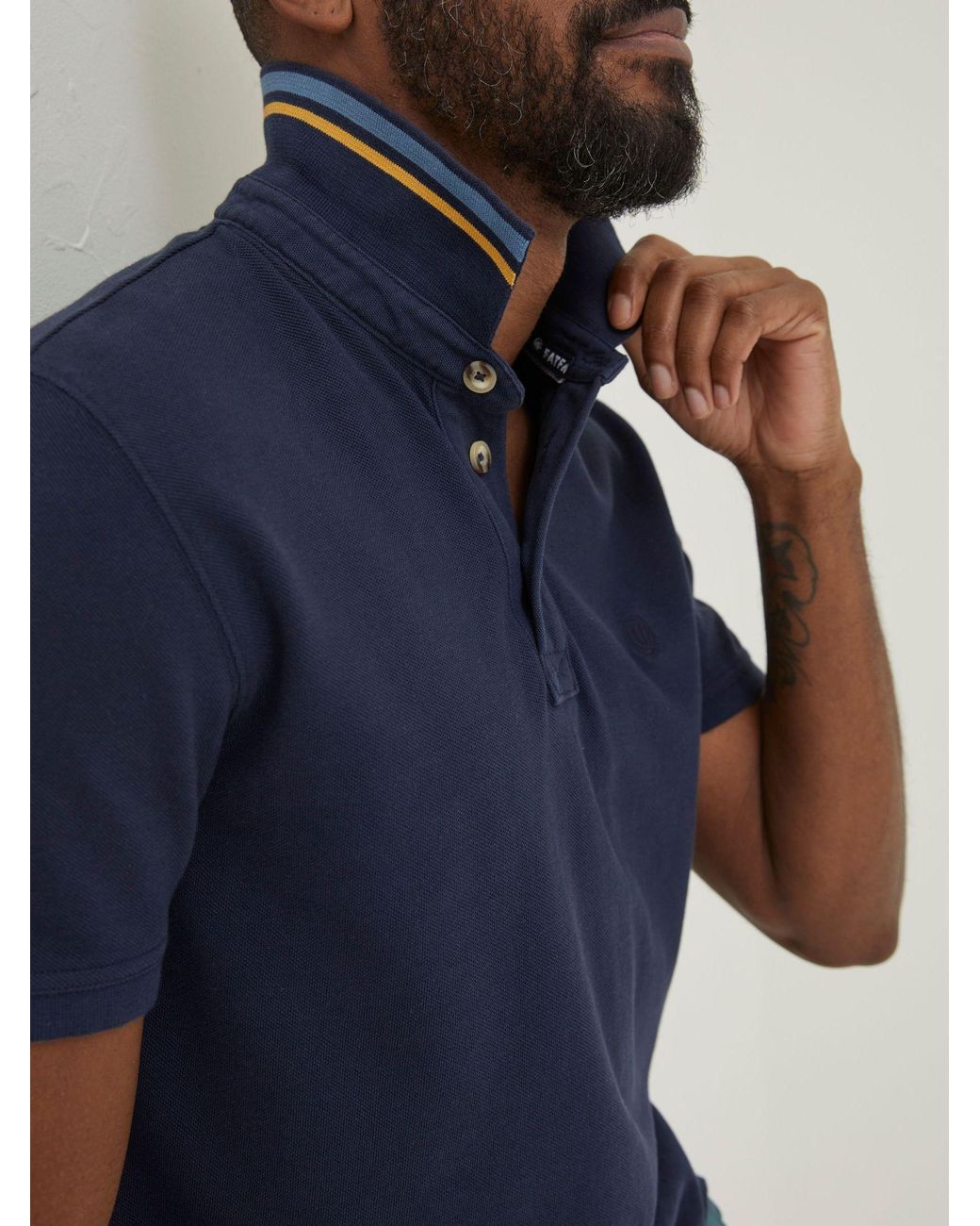 FatFace Blue Pique Polo Shirt for men