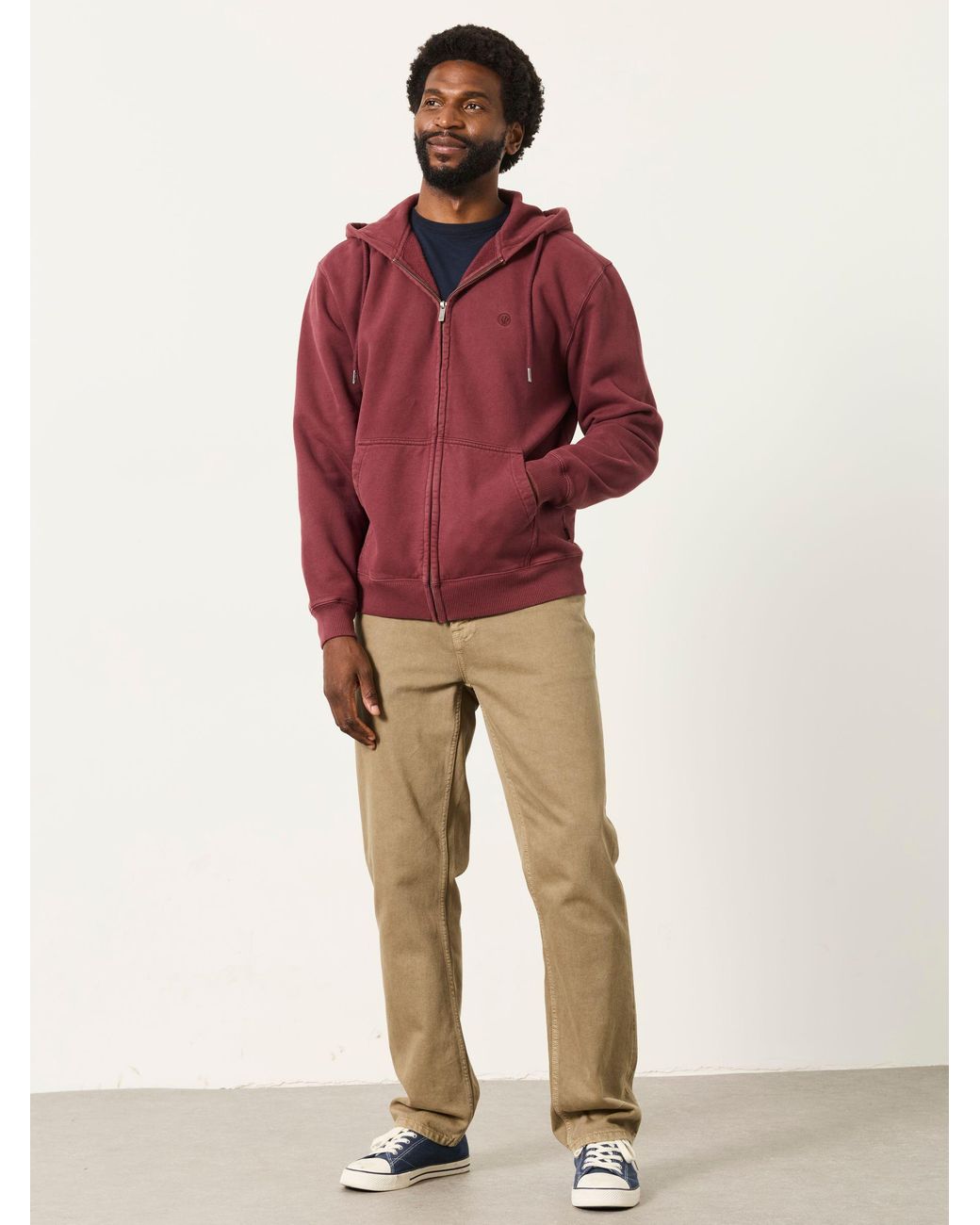 FatFace Red Hayle Zip Through Hoodie for men
