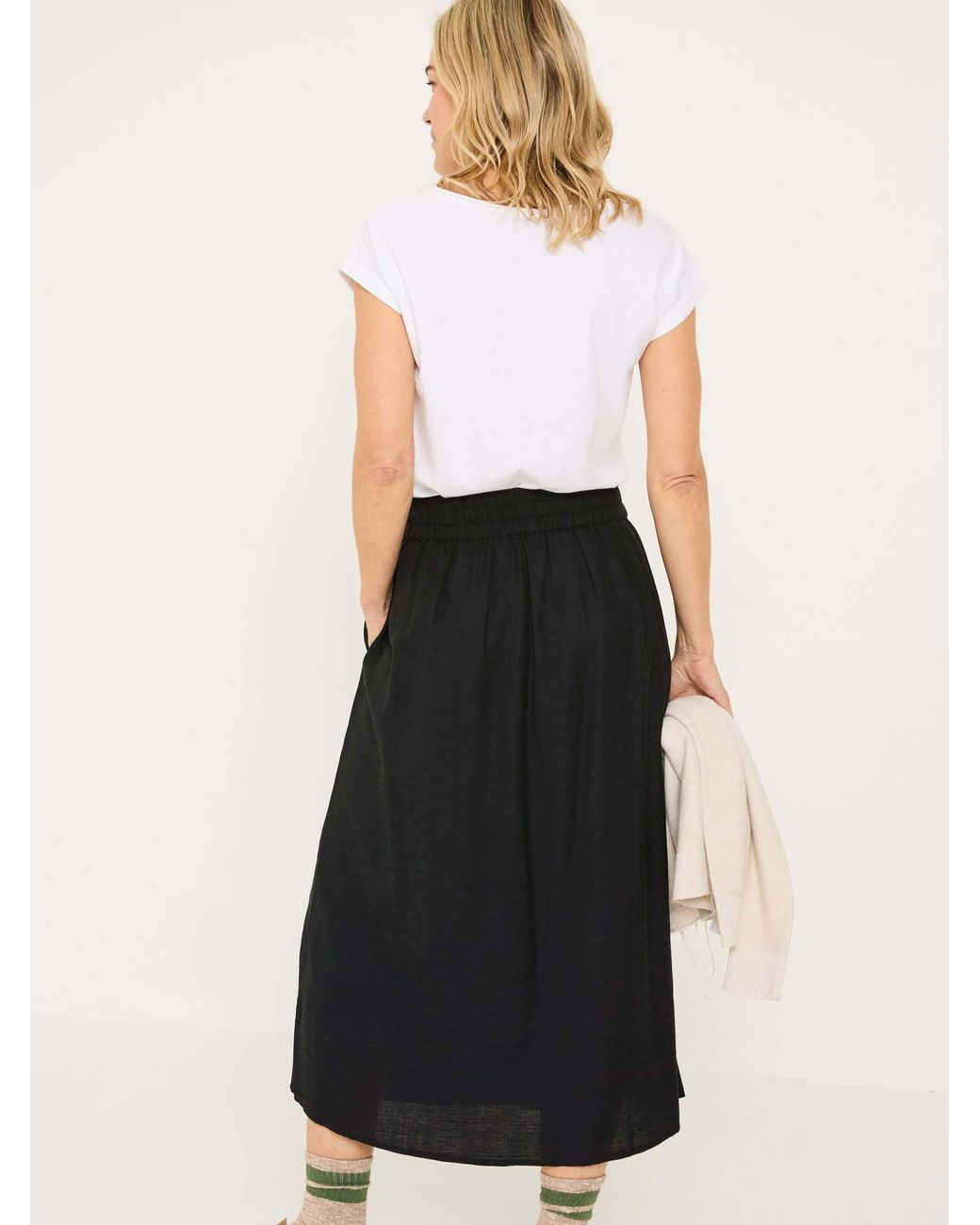 FatFace White Juni Midi Skirt