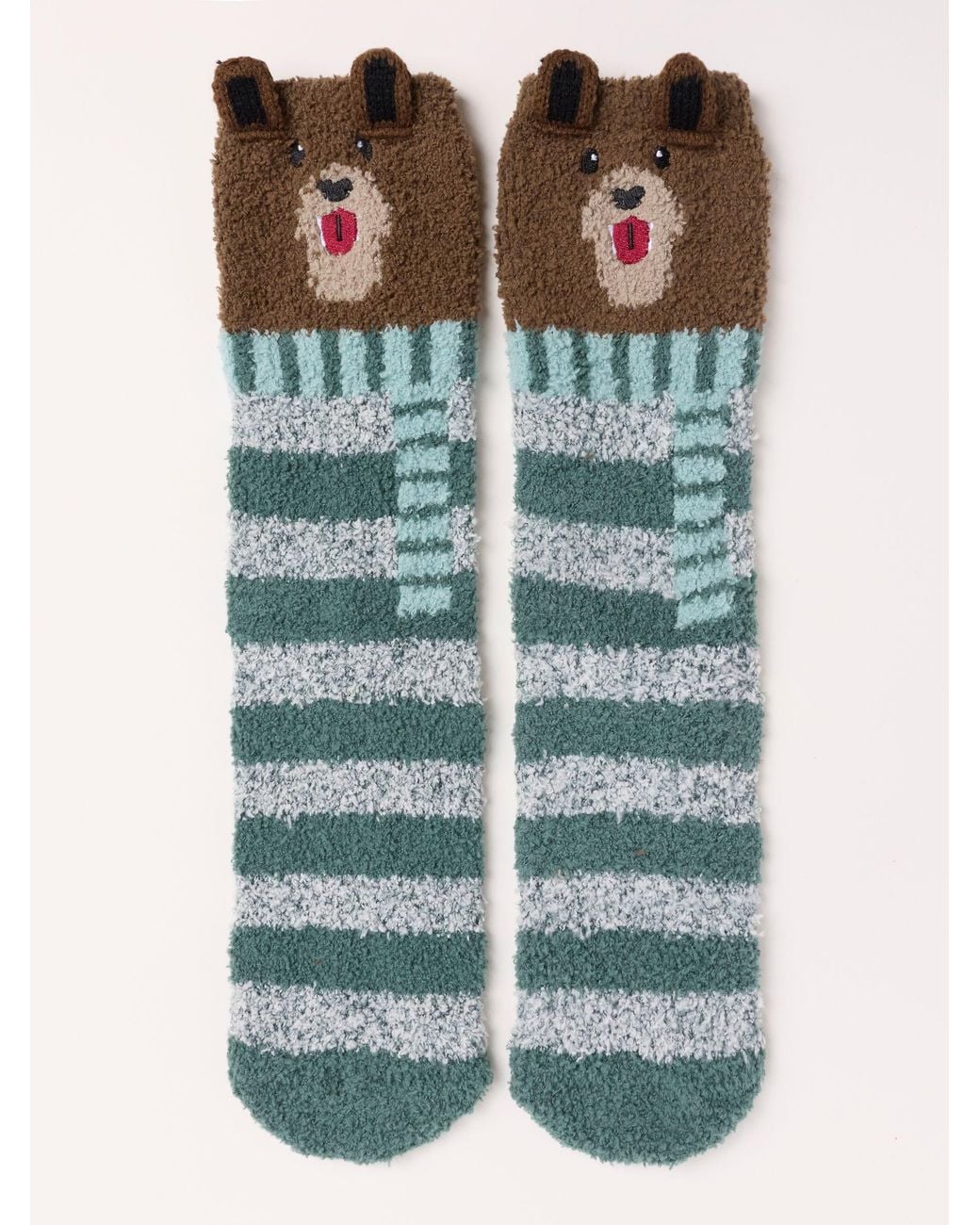 FatFace Blue Fatface Fluffy Bear Socks for men