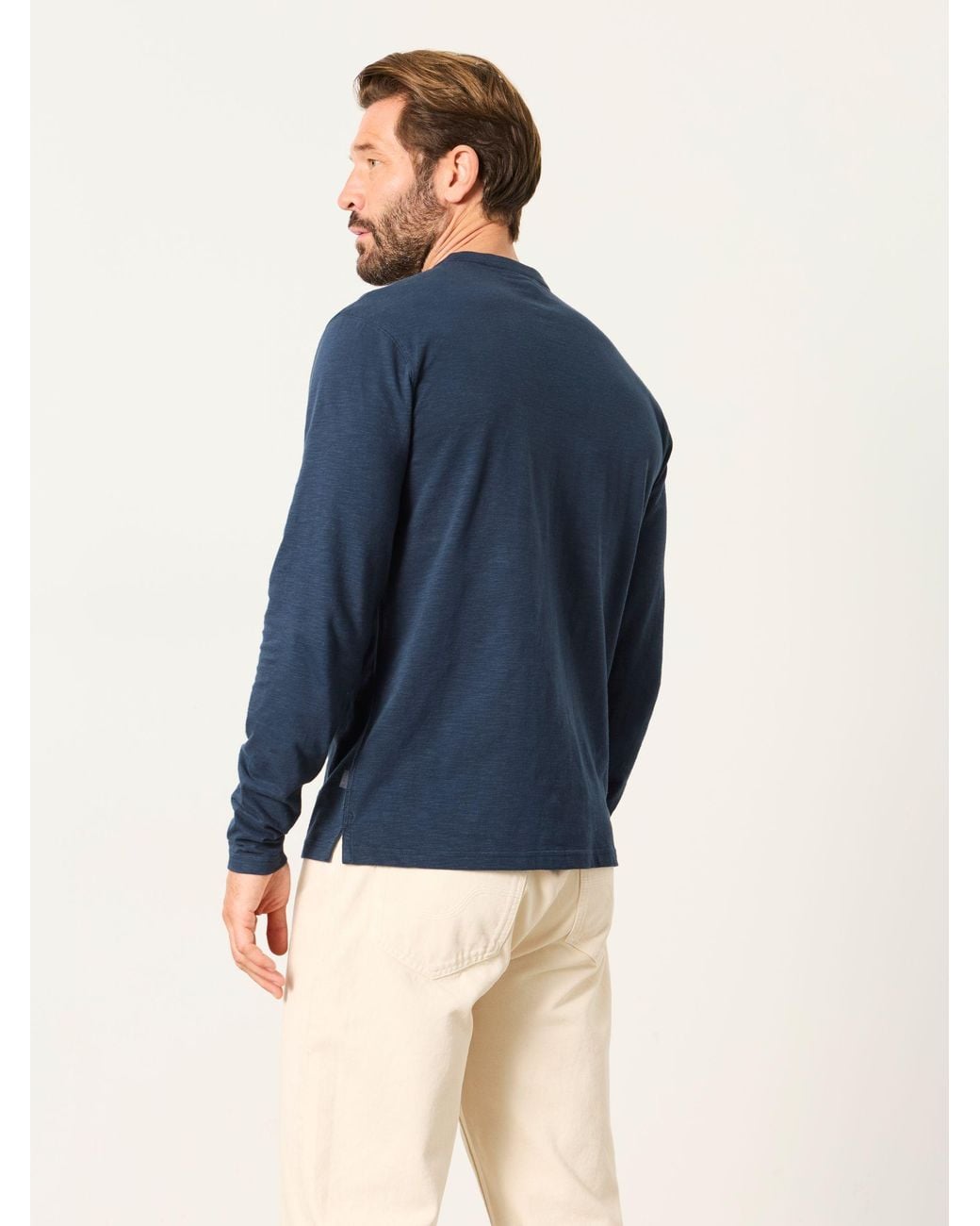 FatFace Blue Woodside Long Sleeve Henley Top for men