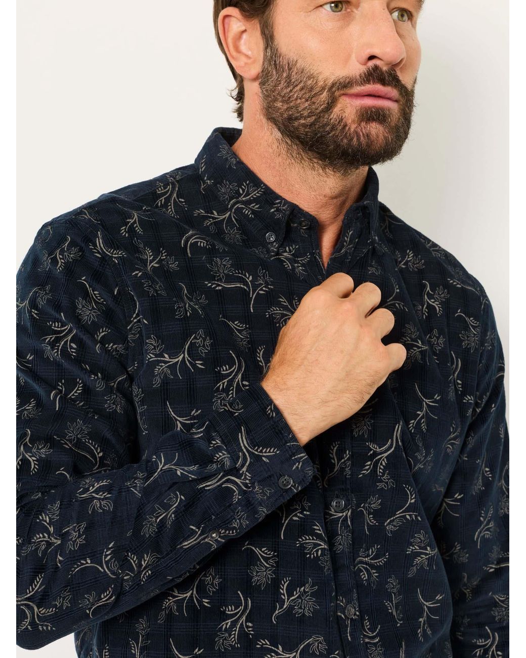 FatFace Blue Long Sleeve Cord Shirt for men