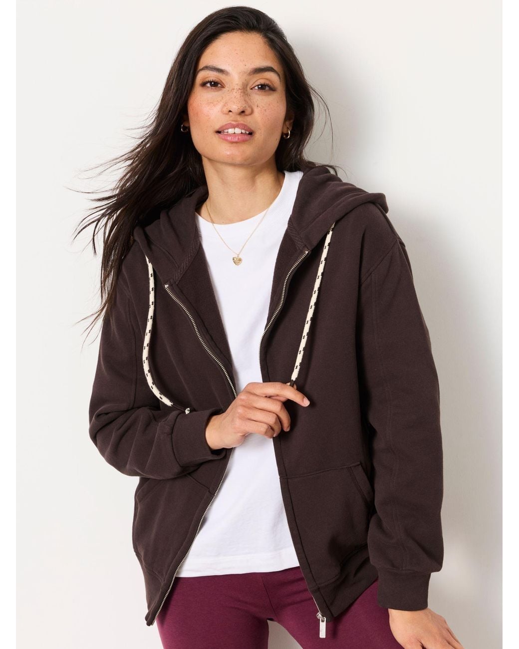 FatFace Black Fern Zip Through Hoodie
