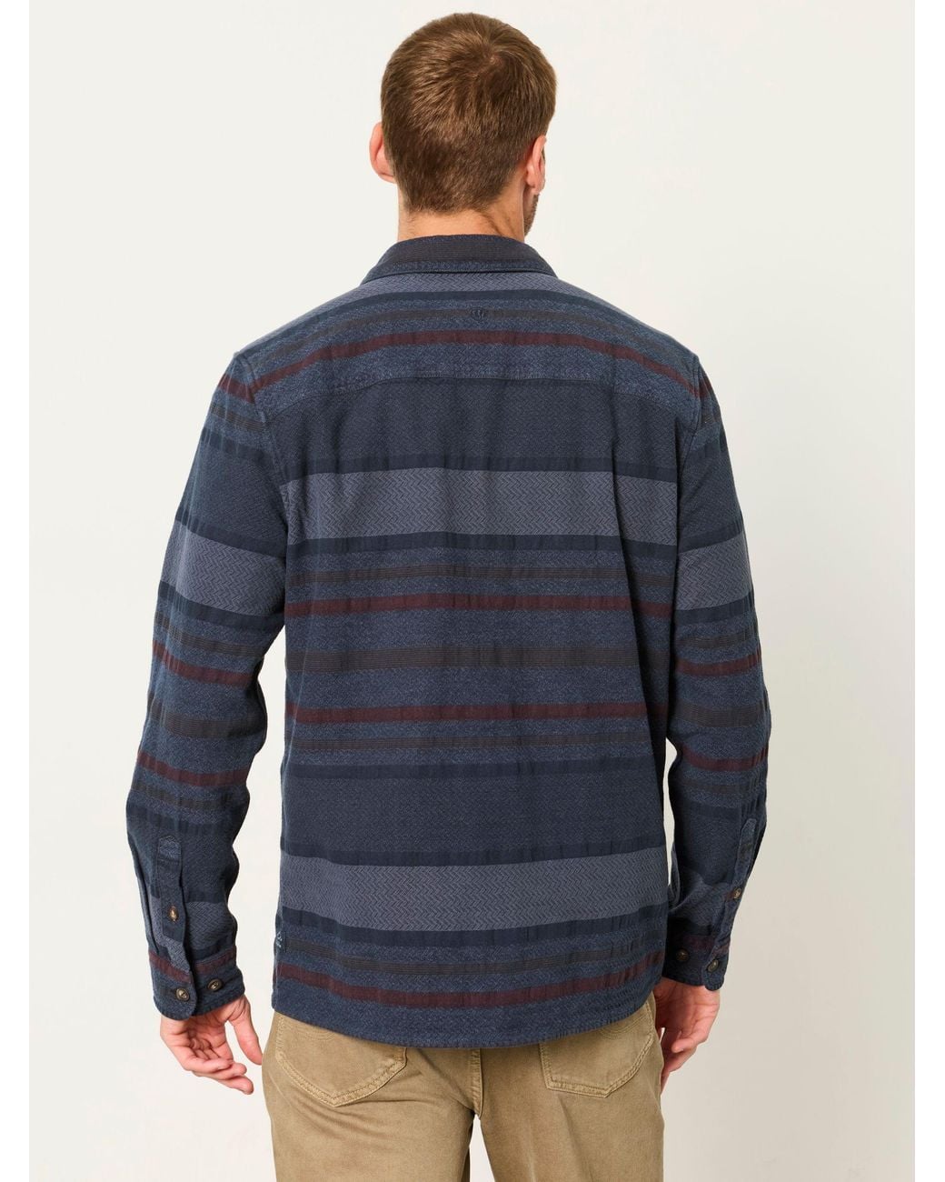 FatFace Blue Long Sleeve Wye Horizontal Stripe Shirt for men