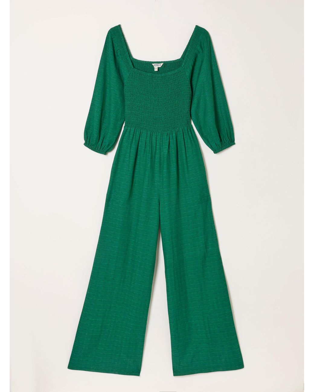FatFace Green Adele Shirred Jumpsuit