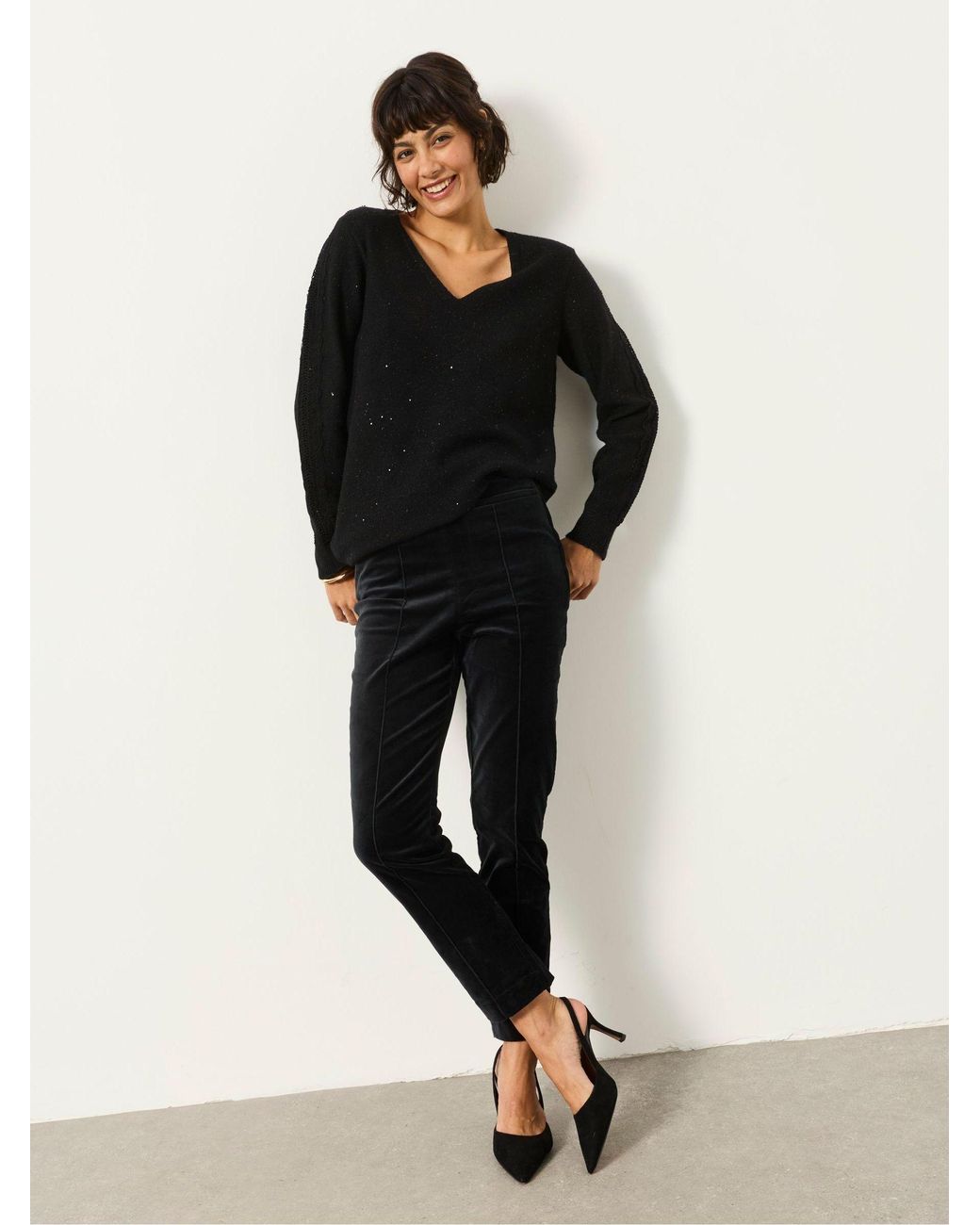 FatFace Black Katy Petite Kick Flare Trousers