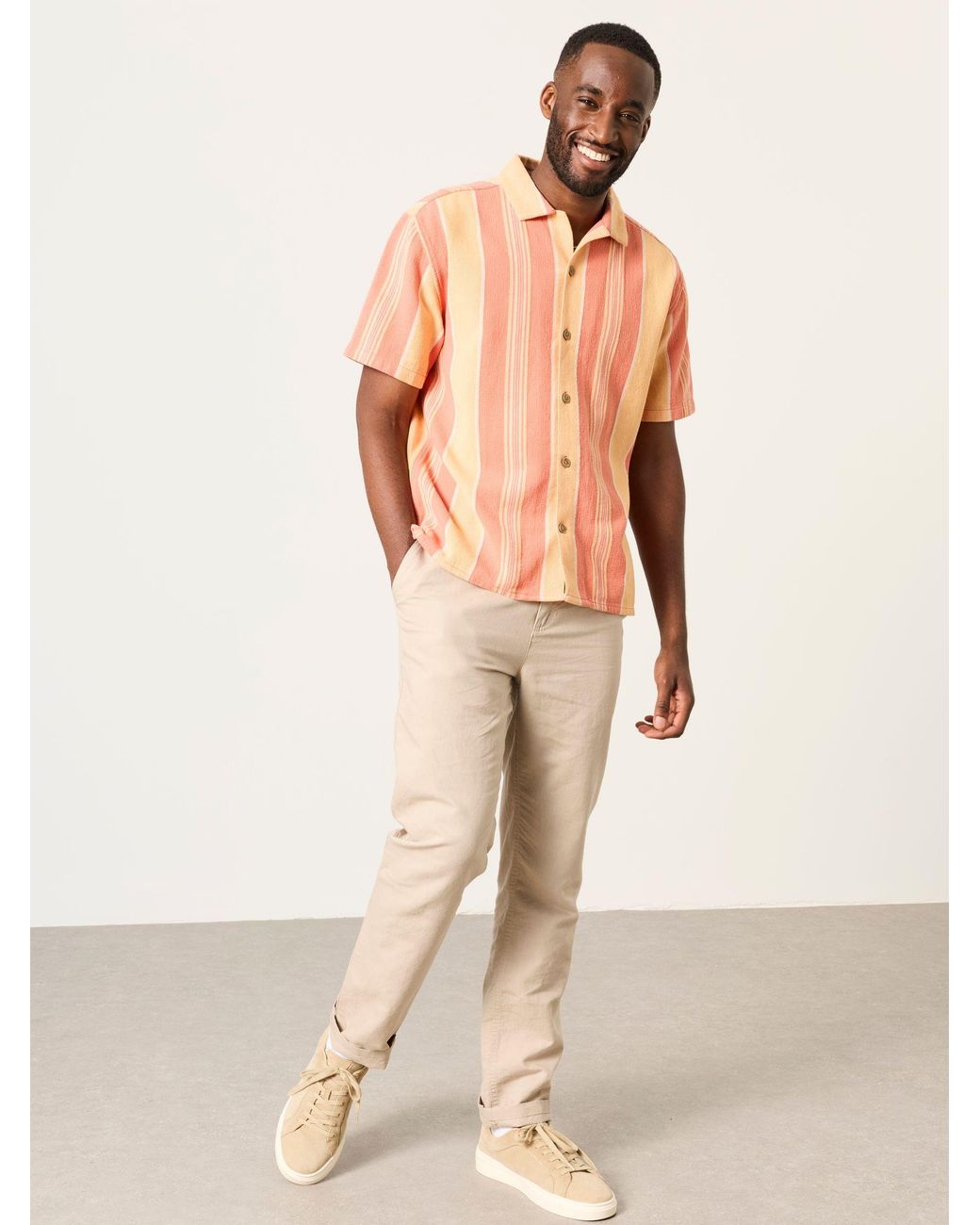 FatFace Multicolor Short Sleeve Relaxed Fit Pier Stripe Shirt for men