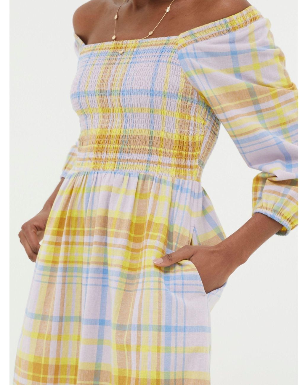 FatFace White Adele Midi Dress With Linen