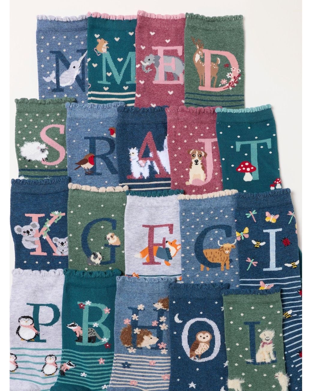 FatFace Blue Alphabet Socks