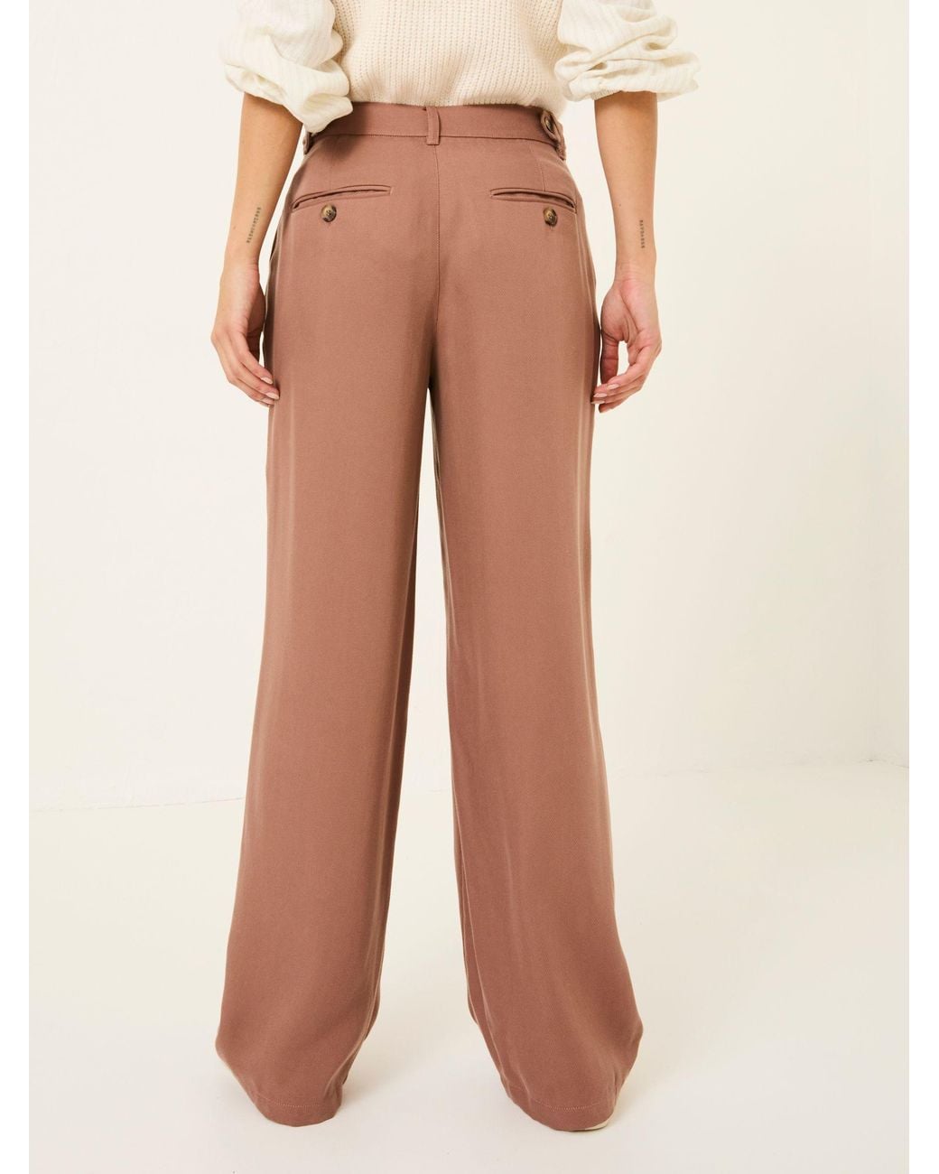 FatFace Natural Ginger Wide Leg Drape Trousers