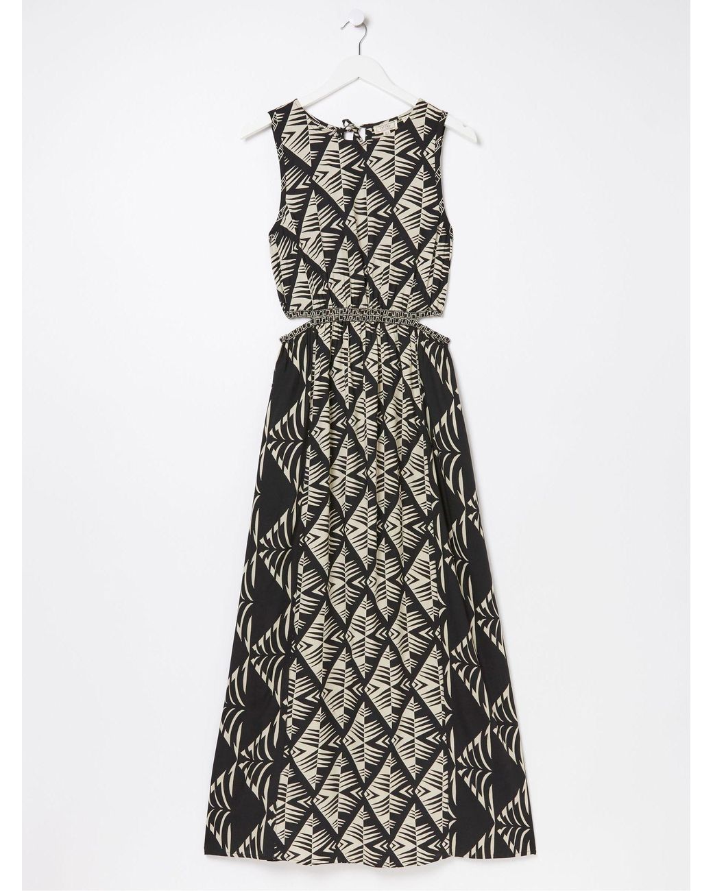 FatFace White Fatface Harrie Geo Cut Out Midi Beach Dress