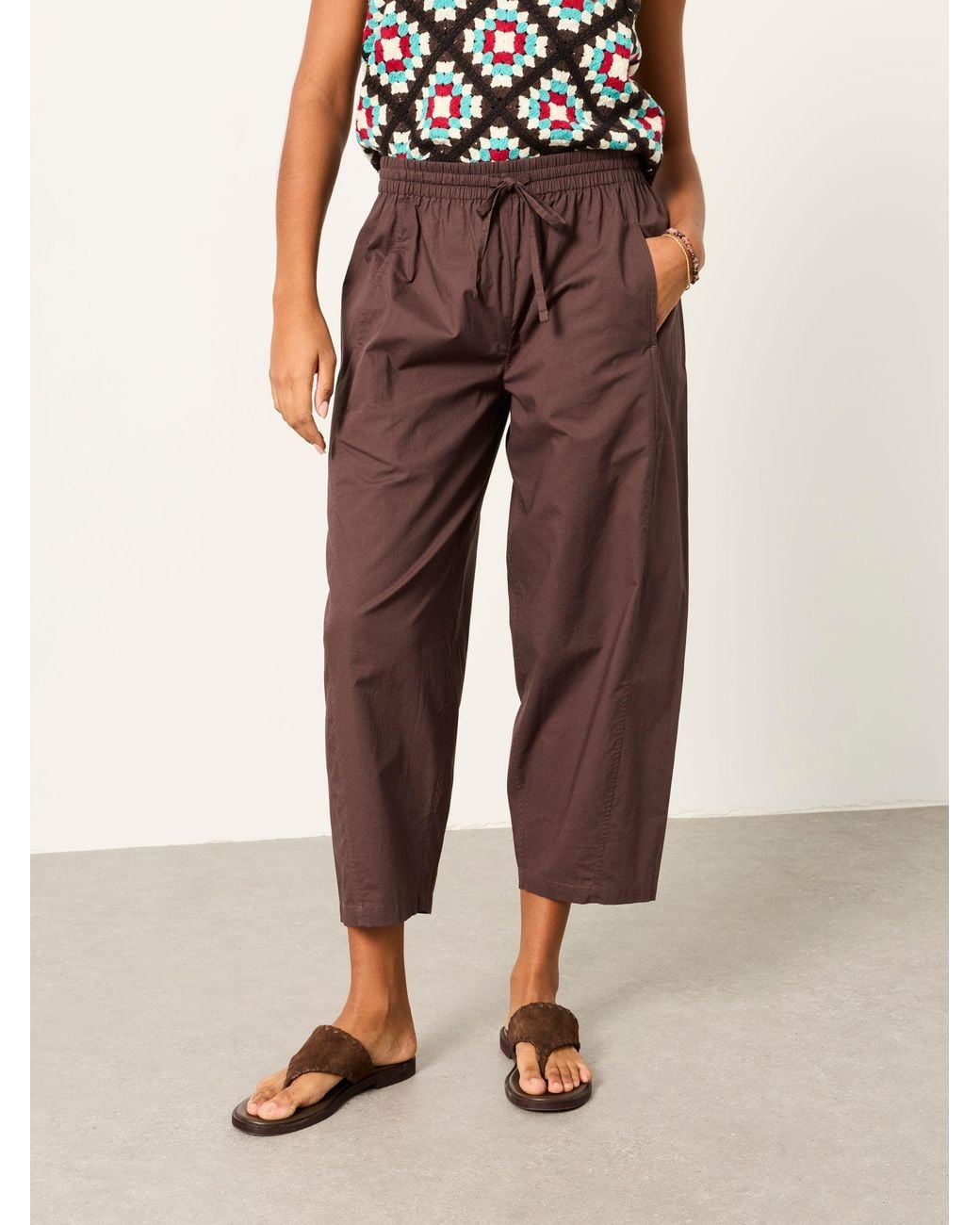 FatFace Brown River Poplin Tapered Trousers