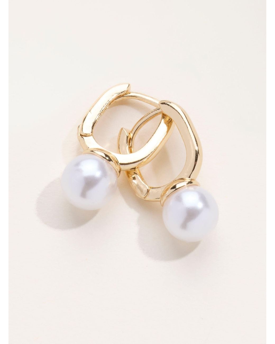 FatFace Natural Fatface Tone Faux Pearl Hoop Earrings