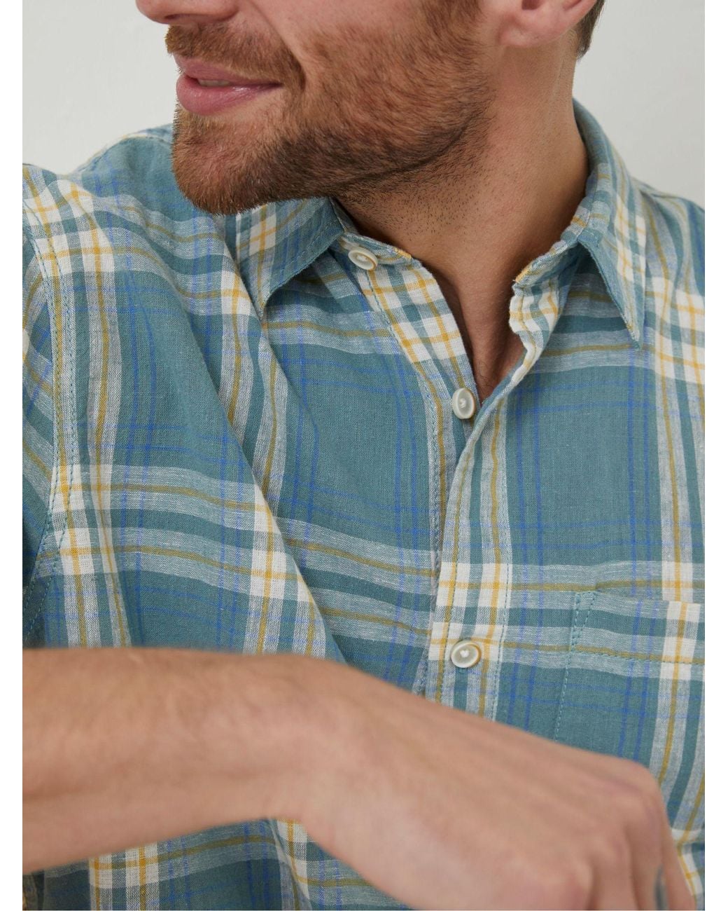 FatFace Blue Braddock Check Shirt for men