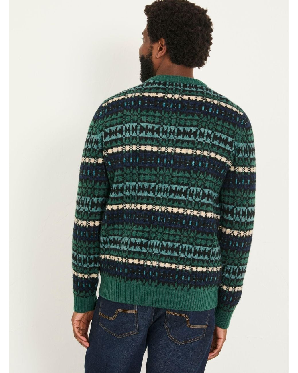 FatFace Blue Blanket Crew Knitted Jumper for men