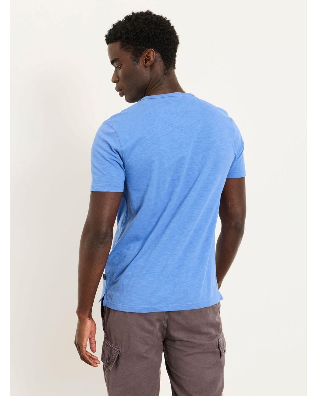 FatFace Blue Short Sleeve Woodside Henley for men